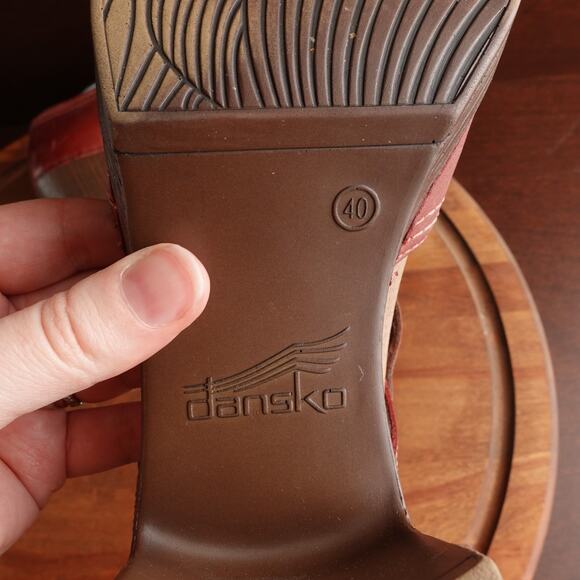 Dansko Shoes Womens SZ EU 40 US 9.5-10 Red Darlene Red Leather Mary Jane Heels - Picture 12 of 15